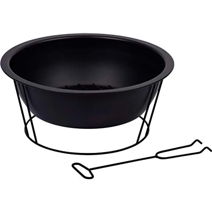 dobar® 35419 Feuerschale Lund | Feuerstelle mit Standfuß | Terrassenfeuer aus Stahl | Gartenfeuer Rund | Feuerkorb | Ø 52 x 23 cm | Schwarz