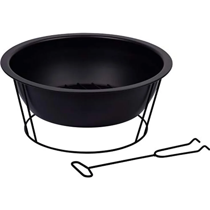 dobar® 35419 Feuerschale Lund | Feuerstelle mit Standfuß | Terrassenfeuer aus Stahl | Gartenfeuer Rund | Feuerkorb | Ø 52 x 23 cm | Schwarz – Bild 1