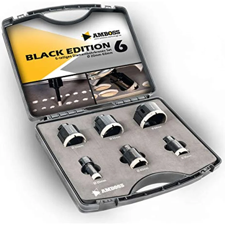Diamant Bohrkronen Set - Amboss Black Edition - Ø 20/35/40/50/55/68 6 tlg. – Bild 2
