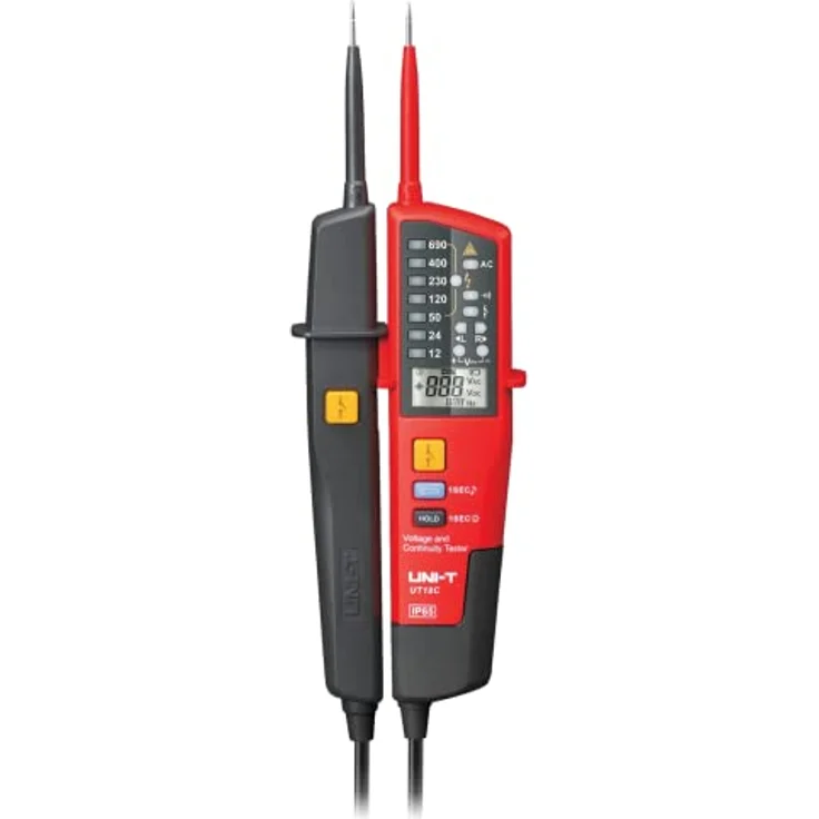 UNI-T UT18C Multimeter, Schwarz/Rot, mit automatischer Messbereichseinstellung und Messpunktbeleuchtung, 27,2 x 8,5 x 3,1 cm – Bild 1