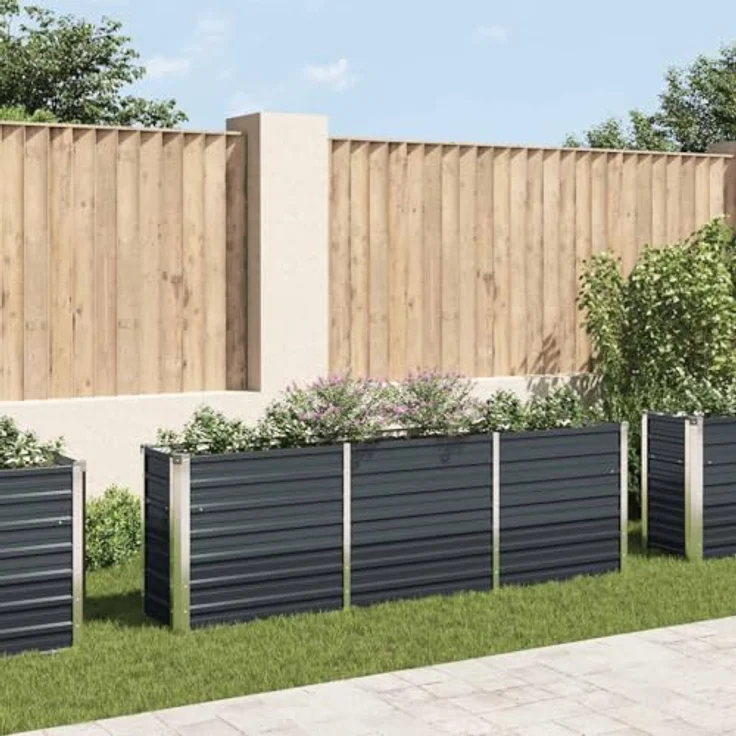 vidaXL Garten-Hochbeet Verzinkter Stahl 240 x 40 x 77 cm Anthrazit – Bild 3