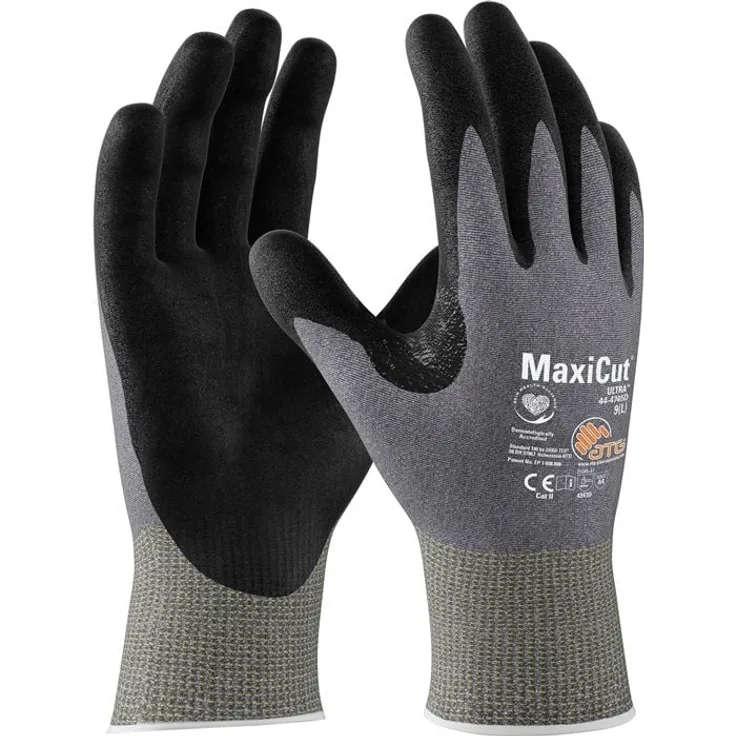 BIG Arbeitsschutz MaxiCut® Ultra™ 44-4745D Schnittschutzhandschuhe, EN 388, Gr. 10, hellgrau/schwarz, sehr hohe Schnittfestigkeit, hohe Abriebfestigkeit, atmungsaktiv, touchscreenfähig, waschbar bis 40 °C, VE: 12 Paare