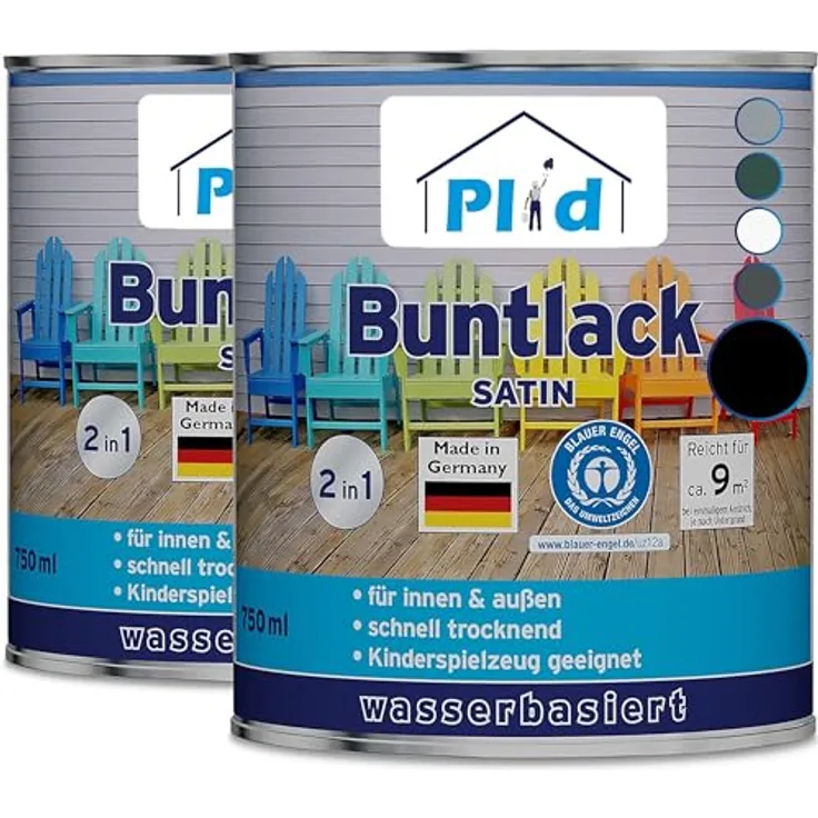 plid Acryl-Buntlack Buntlack in Hochglanz, für Innen- und Außenbereich, geeignet für Holz, PVC und Metall, 750 ml