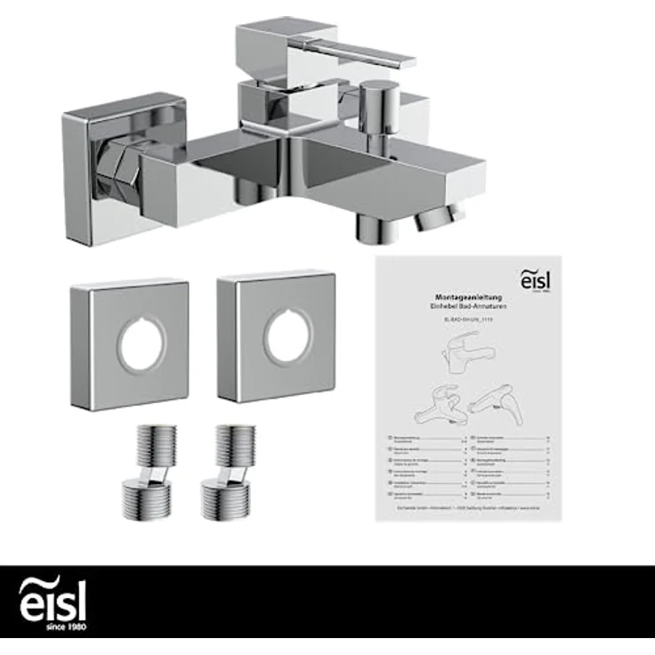 Eisl Wannenfüllarmatur Calvino Chrom, 1/2 Zoll Brauseabgang mit geräuscharmer 25 mm Qualitäts-Kartusche, Ausladung 160 mm – Bild 6
