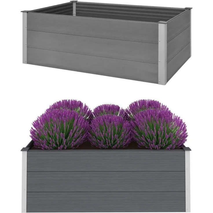 furnicato Hochbeet Garten-WPC 150 x 100 x 54 cm Grau, langlebig und witterungsbeständig - Preisvergleich