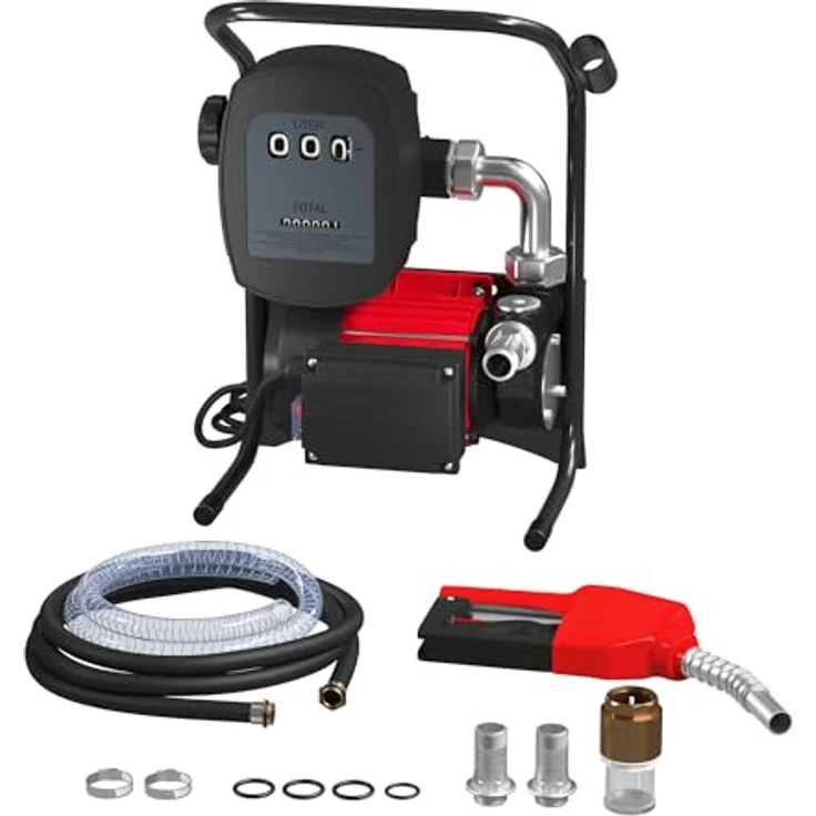 WilTec - Bio Dieselpumpe Heizölpumpe selbstansaugend 230V-600W 40l-min automatische Pistole Umfüllpumpe Absau – Bild 2