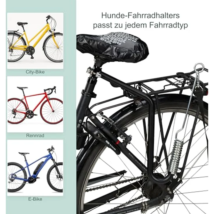 Relaxdays Fahrradleine Hund, Hundestange mit Abstandshalter & Feder, sicheres Führen für Fahrrad, schwarz/Silber – Bild 5