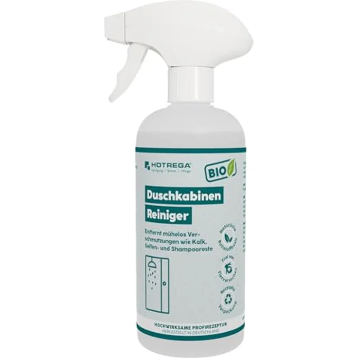 HOTREGA® Duschreiniger Kalkentferner, Glasreiniger für hygienisch saubere Duschkabinen, entfernt Kalk & Seifenreste, mit Abperleffekt und Frischeduft – Bild 8