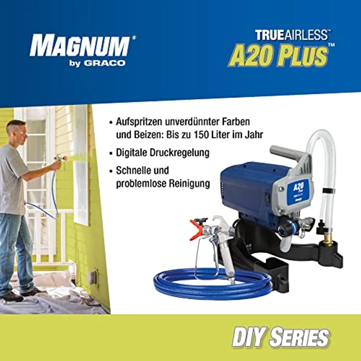 Graco Magnum 17C243 A20 Plus Airless-Farbspritzgerät, 0,9 l/min Fördermenge, 207 bar max. Spritzdruck, für Innen- und Außenanwendungen – Bild 5