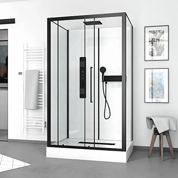 MARWELL Komplettdusche Fertigdusche White Rectangle 90 x 115 x 215 cm – mit Fronteinstieg - Duschkabine mit hochwertigen Aluminiumprofilen - Einstiegshöhe 15 cm – Bild 1