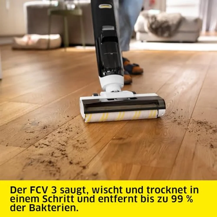 Kärcher FCV 3, kabelloser Saugwischer mit 3 Reinigungsmodi, Akkulaufzeit ca. 30 min, Flächenleistung 130 m², Hygienic!Spin Technologie – Bild 2
