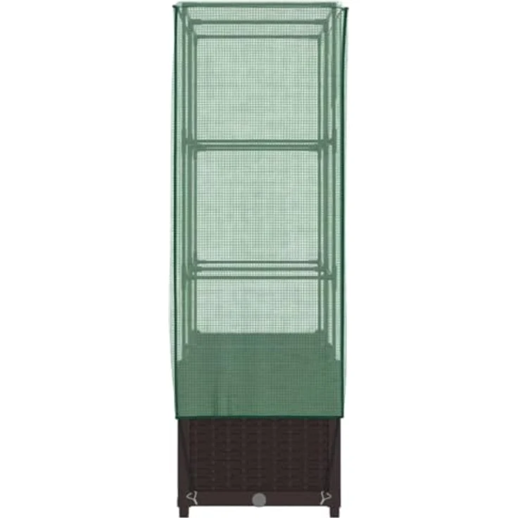 vidaXL Hochbeet Hochbeet mit Gewächshaus-Aufsatz Rattan-Optik 80x40x138 cm, Braun, Stabile Konstruktion, Rattan-Look, Vielseitig einsetzbar – Bild 6