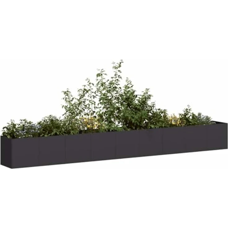 vidaXL Pflanzkübel Schwarz 360x40x40 cm Kaltgewalzter Stahl, Garten-Garten-Pflanzkübel, Hochbeet – Bild 2