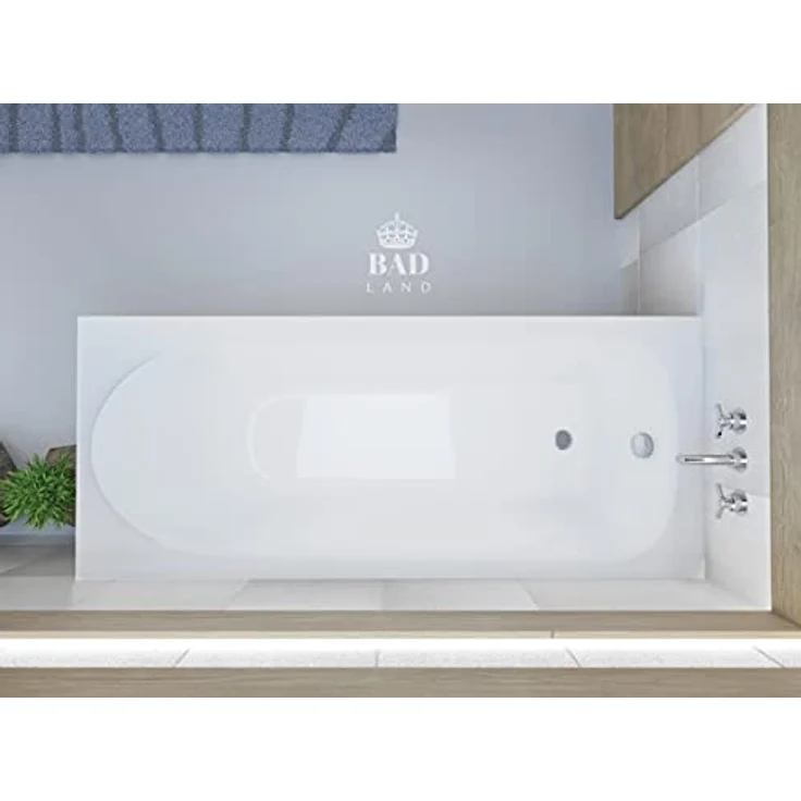 Polimat BADLAND Badewanne Original Rechteck MEDIUM 190x80 cm, Weiß Acryl, Komplettset mit Acrylschürze, Füßen und Chrom Automatik Ablaufgarnitur, Made in EU 4in1 – Bild 4
