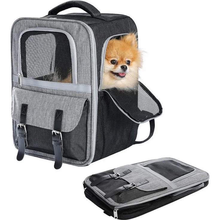 purplerain Tiertransporttasche Haustierrucksack extra-leicht mit Netzfenster, grau, bis 7,00 kg, 30L x 23,5B x 40H cm - Preisvergleich