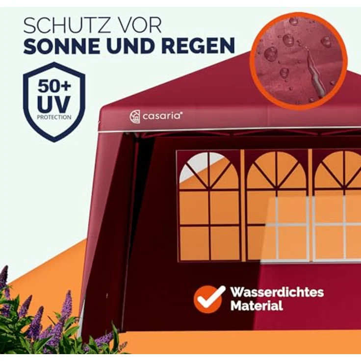 DEUBA 2x Seitenwände Seitenteile Pavillon Faltpavillon Capri Partyzelt Gartenzelt Zelt rot Polyester – Bild 2