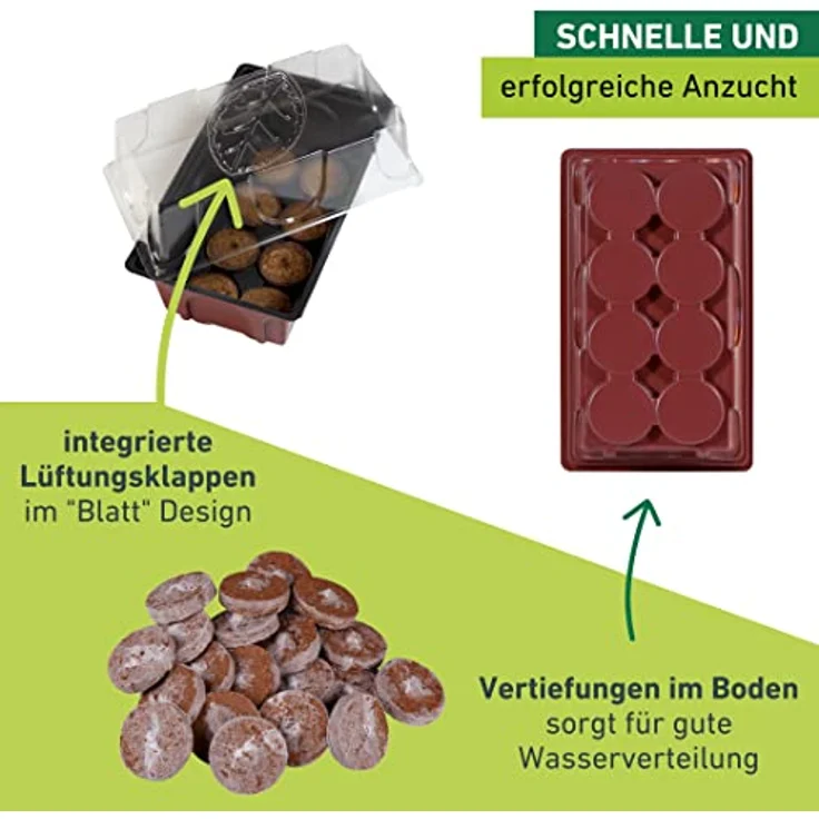 Windhager Zimmer-Gewächshaus Mini inklusiv 8 Quelltabs, terracotta - anthrazit, 11 x 19 x 6 cm, 06842 – Bild 4