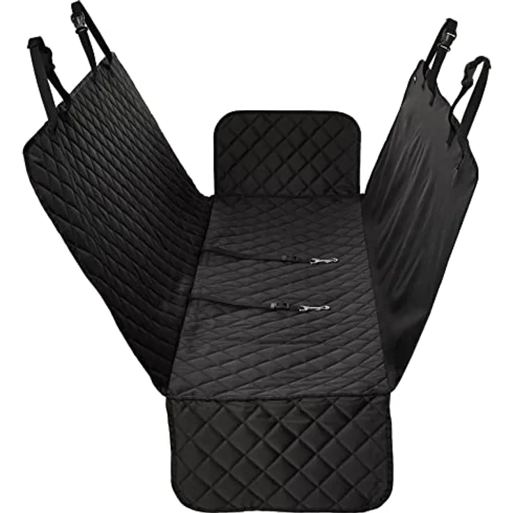 Amazon Basics Gesteppte, wasserfeste Hängematte, Lieferwagen Autorücksitzbezug im Hängematten-Stil für Hund, Standardgröße, Schwarz, 147.3 x 137.2 cm