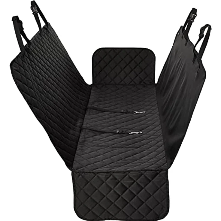 Amazon Basics Gesteppte, wasserfeste Hängematte, Lieferwagen Autorücksitzbezug im Hängematten-Stil für Hund, Standardgröße, Schwarz, 147.3 x 137.2 cm – Bild 1