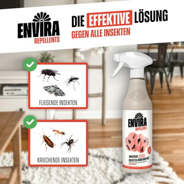 Envira Effect Universal-Insektizid - Insektenspray Mit Langzeitwirkung - Anti-Insekten-Mittel, Wasserbasis - 3 x 500 ml - Effektive Schädlingsbekämpfung ohne lästige Gerüche – Bild 2