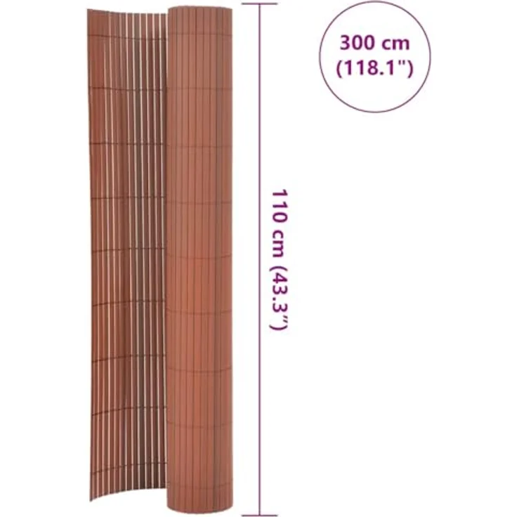 vidaXL Gartenzaun Doppelseitig, 110x300 cm, Braun, witterungsbeständig aus PVC mit flexibler Anpassung – Bild 2