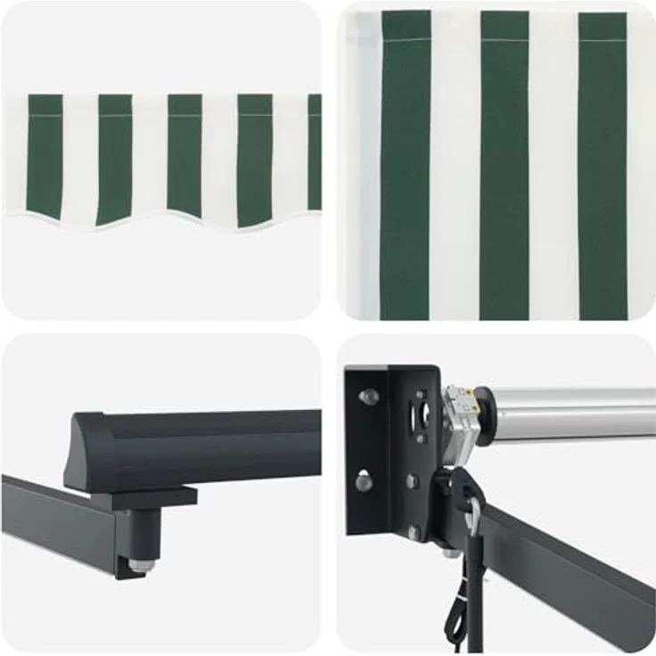 vidaXL Elektrische ausziehbare Markise mit LED und Wettersensor, Grün und Weiß, 4,5 × 3 m – Bild 6