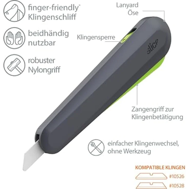 SLICE Cuttermesser Slice 10563, Cuttermesser mit Zangengriff, automatischem Klingenrückzug und rostfreier Zirkonoxidklinge – Bild 4
