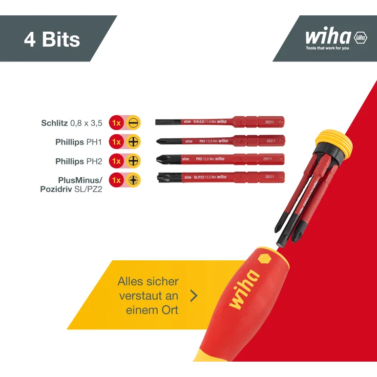 Wiha PocketMax electric mit 4slimBits Magazin-Schraubendreher – Bild 2