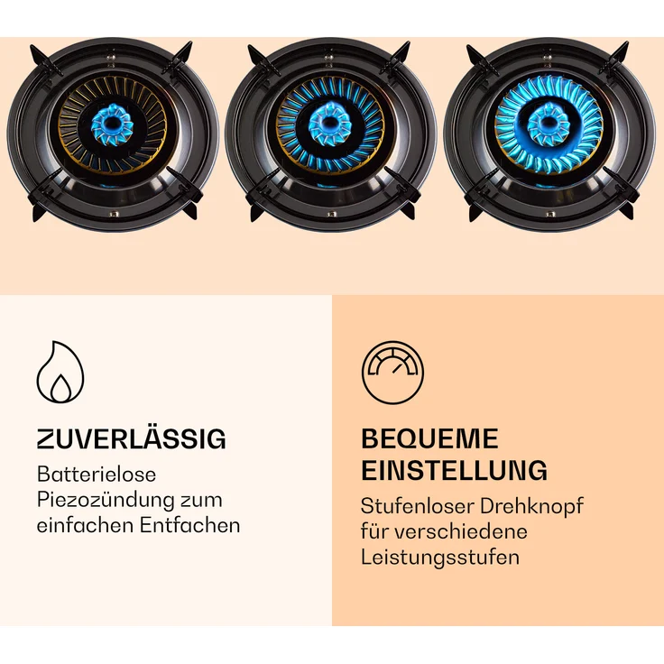 Barzona 2 Campingkocher 2 Brenner 3,4 kW & 4,3 kW Glasplatte & Edelstahlgehäuse Schwarz – Bild 5