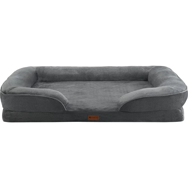 Juskys Hundebett Sheena XL orthopädisch, waschbar & rutschfest – 106 x 80 x 18 cm – Hundesofa flauschig große Hunde Grau – Haustierbett Hundesofa – Bild 8