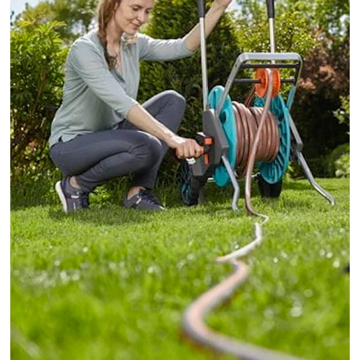 GARDENA Schlauchwagen CleverRoll M Easy: Schlauchwagen mit bis zu 60 m Kapazität, besonders standfest, mit komfortabler Schlauchführung in robustem Metallrahmen, Nachtropfstopp, werkzeuglose Montage (18515-20) – Bild 10