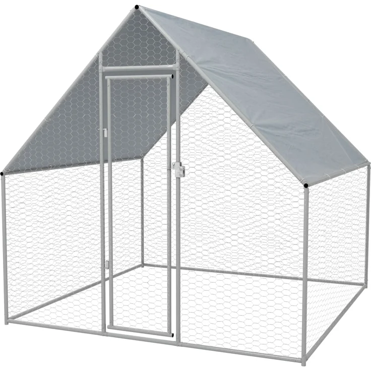 vidaXL Outdoor-Hühnerkäfig 2x2x1,92 m Verzinkter Stahl – Bild 1
