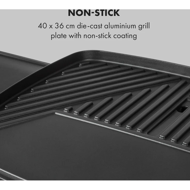 Gatsby Elektrogrill 2000W Antihaft-Grillfläche 2 Seitenablagen Untertisch schwarz Grillfäche 1.440 cm² – Bild 5