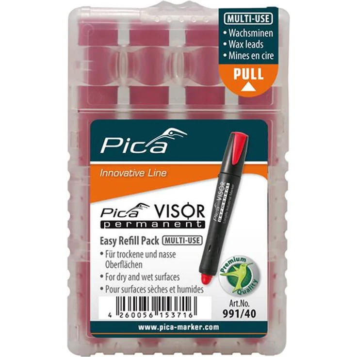 Minen-Set für Permanentmarker VISOR Industrial rot Pica – Bild 1