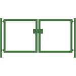 Gartentor / Doppelfügeltor elektrisch Premium (2-flügelig) symmetrisch für senkrechte Holzfüllung; grün; Breite 500 cm x Höhe 200 cm