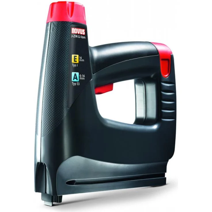 Novus Akku-Tacker J-214 im Koffer, Elektrotacker, 3.6 V Akku, LED-Arbeits-Licht, Schlagkraftregelung, Unterlademechanik – Bild 1