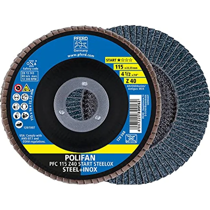 PFERD 69300936 POLIFAN 115 mm Zirkonkorund Z Korngröße 40 Z-Box Durchmesser 115 mm 10 St. (69300936)