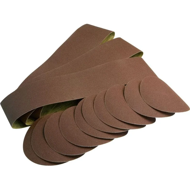 Scheppach Zubehör Band und Tellerschleifer BTS900 / BTS800 Set | 12 teiliges Schleifset - 9x Schleifpapier, 3x Schleifband | Bandschleifer – Bild 1
