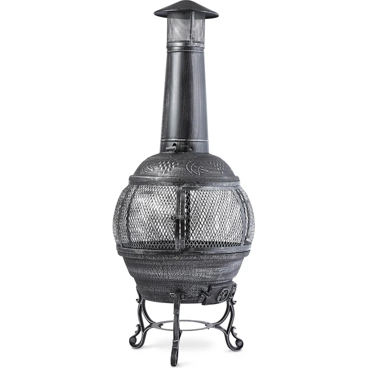 Flavius Gartenofen Terrassenofen Gusseisen/Stahl 140 cm Silberfarben Silber – Bild 5