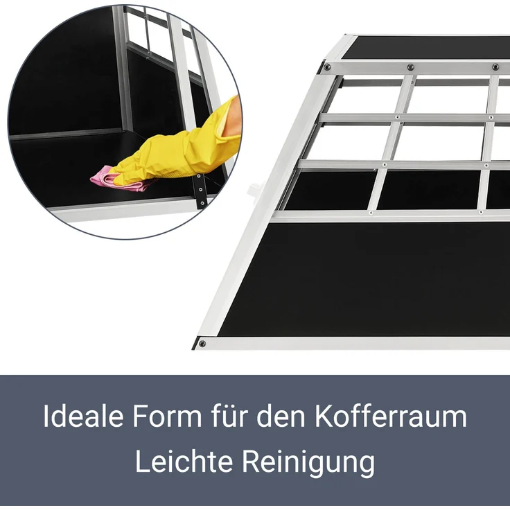 Juskys Alu Hundetransportbox M - 69×54×51 cm – Auto Hundebox robust & pflegeleicht, Gittertür verschließbar, Aluminium Transportbox für Hunde – Bild 4