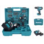 Makita DDF 482 RF1X1 Akku Bohrschrauber 18 V 62 Nm + 1x Akku 3,0 Ah + Ladegerät + 74 tlg. Zubehörset + Koffer