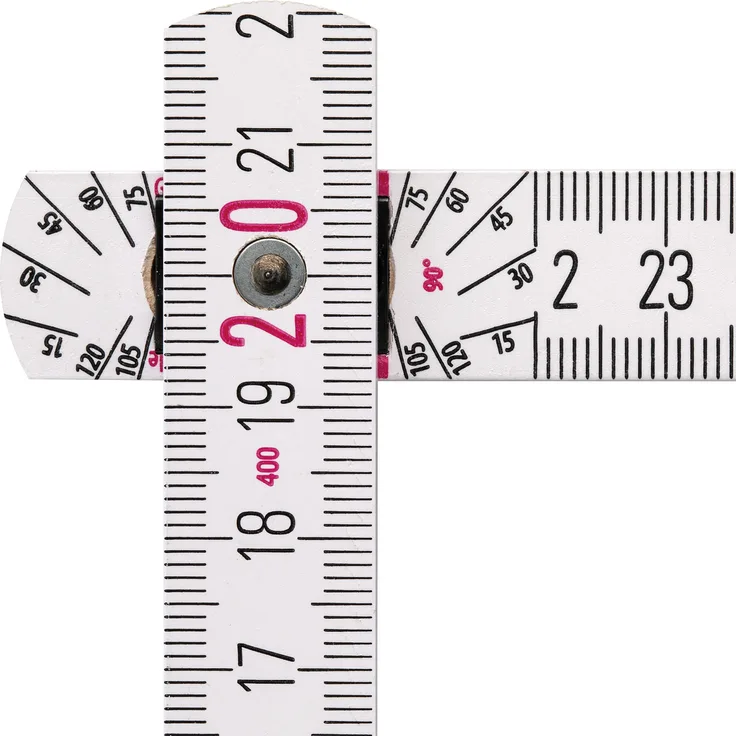 STABILA Zollstock Type 1407, 2 m, weiß, metrische Skala, Winkelfunktion, Meterstab aus PEFC-zertifiziertem Holz, Stahlblechgelenke mit integrieter Stahlfeder