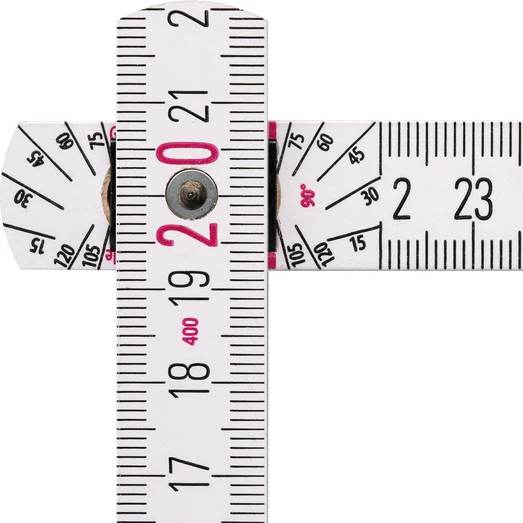 STABILA Zollstock Type 1407, 2 m, weiß, metrische Skala, Winkelfunktion, Meterstab aus PEFC-zertifiziertem Holz, Stahlblechgelenke mit integrieter Stahlfeder – Bild 1