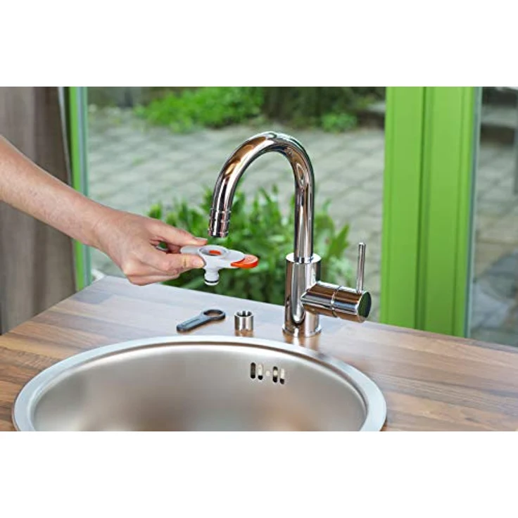 GARDENA Hahnverbinder für Indoor- Wasserhähne Hahnverbinder Kunststoff T-Stück 3/4" Außengewinde kompatibel mit allen gängigen Wasserhähnen mit M 24 x 1 Innen- und M 22 x 1 Außengewinde – Bild 7