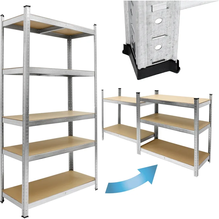 ecd germany Werkstattregal Silber 170x70x30 cm aus MDF und Metall