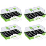 4 x WELLGRO Anzuchtschale - Zimmergewächshaus mit belüftbarer Abdeckhaube und Pflanzschildern - 38 x 24 x 19 cm