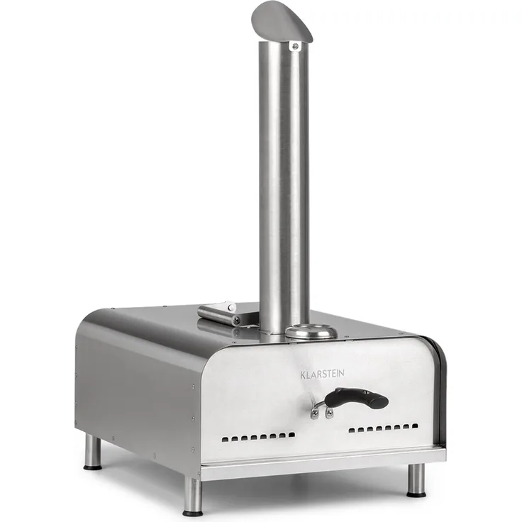 Diavolo Pizza-Pelletofen inkl. Pizzastein Thermometer Edelstahl Silber