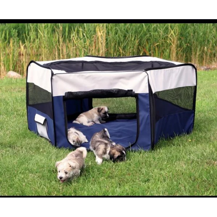 Trixie Freilauf für Kaninchen und Welpen ø 130 × 55 cm, blau-grau – Bild 1