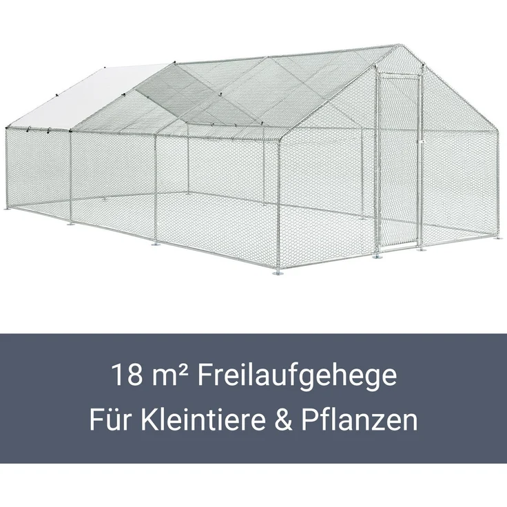 Juskys Freilaufgehege 3x6x2m – Hühnerstall aus Metall begehbar mit 18 m² Lauffläche, Tür & Riegel – Freigehege für Hühner, Kleintiere & Pflanzen – Bild 3