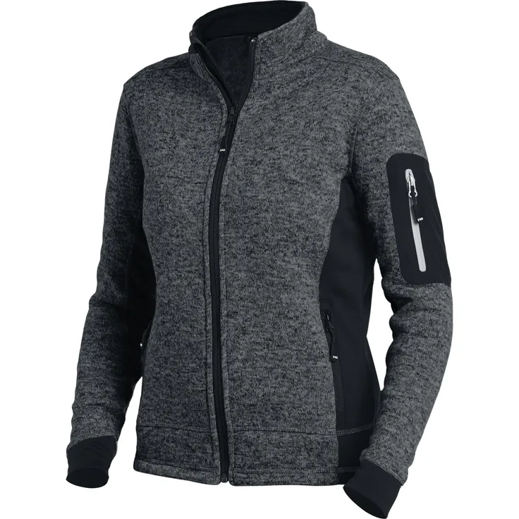 FHB MARIEKE Damen Strick-Fleece-Jacke anthrazit-schwarz Gr. L